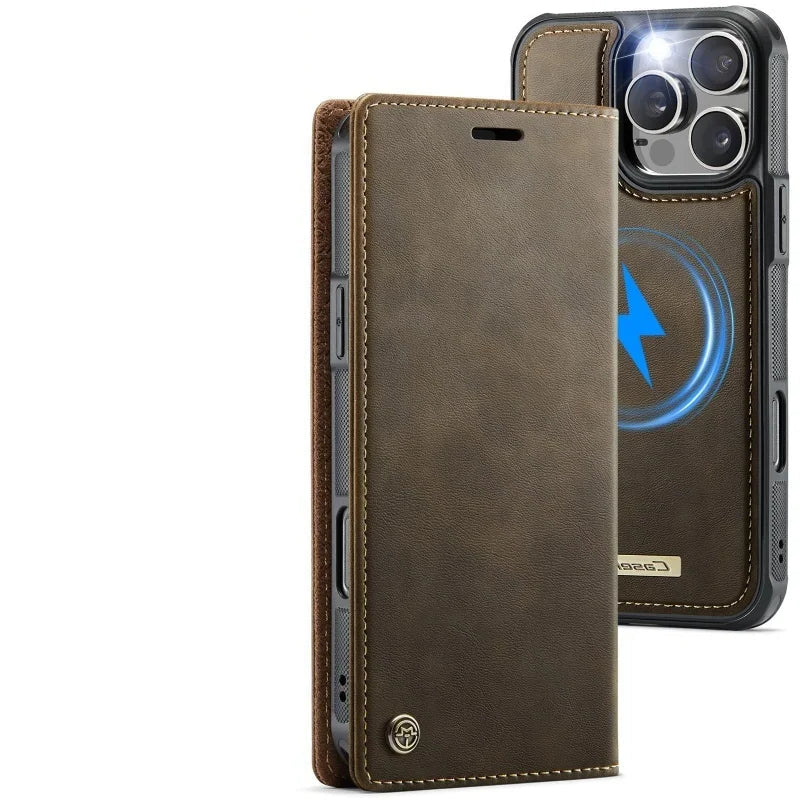 Slim MagSafe Leather Card Wallet Case for iPhone 16 Series