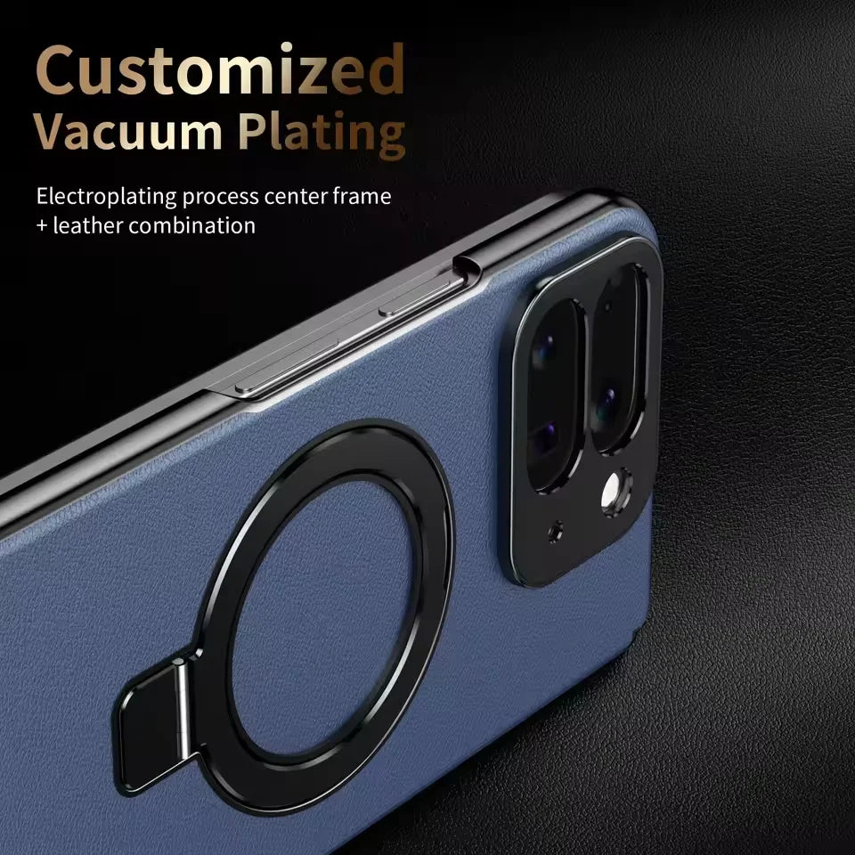Google Pixel 10 Pro Fold Leather Magnetic Case with Ring Stand