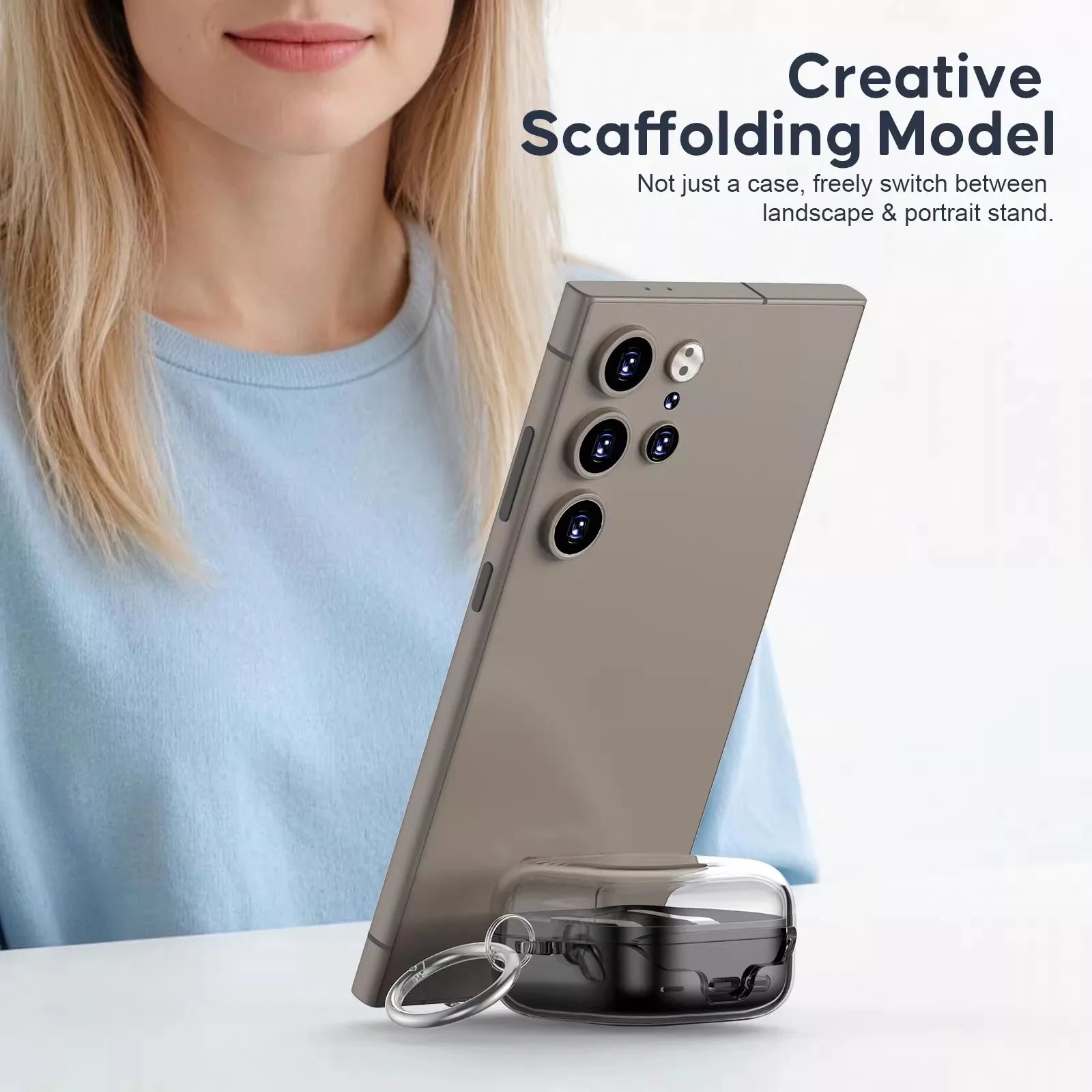 Samsung Galaxy Buds 4 / 4 Pro Transparent Shockproof Case With Built-In Phone Stand
