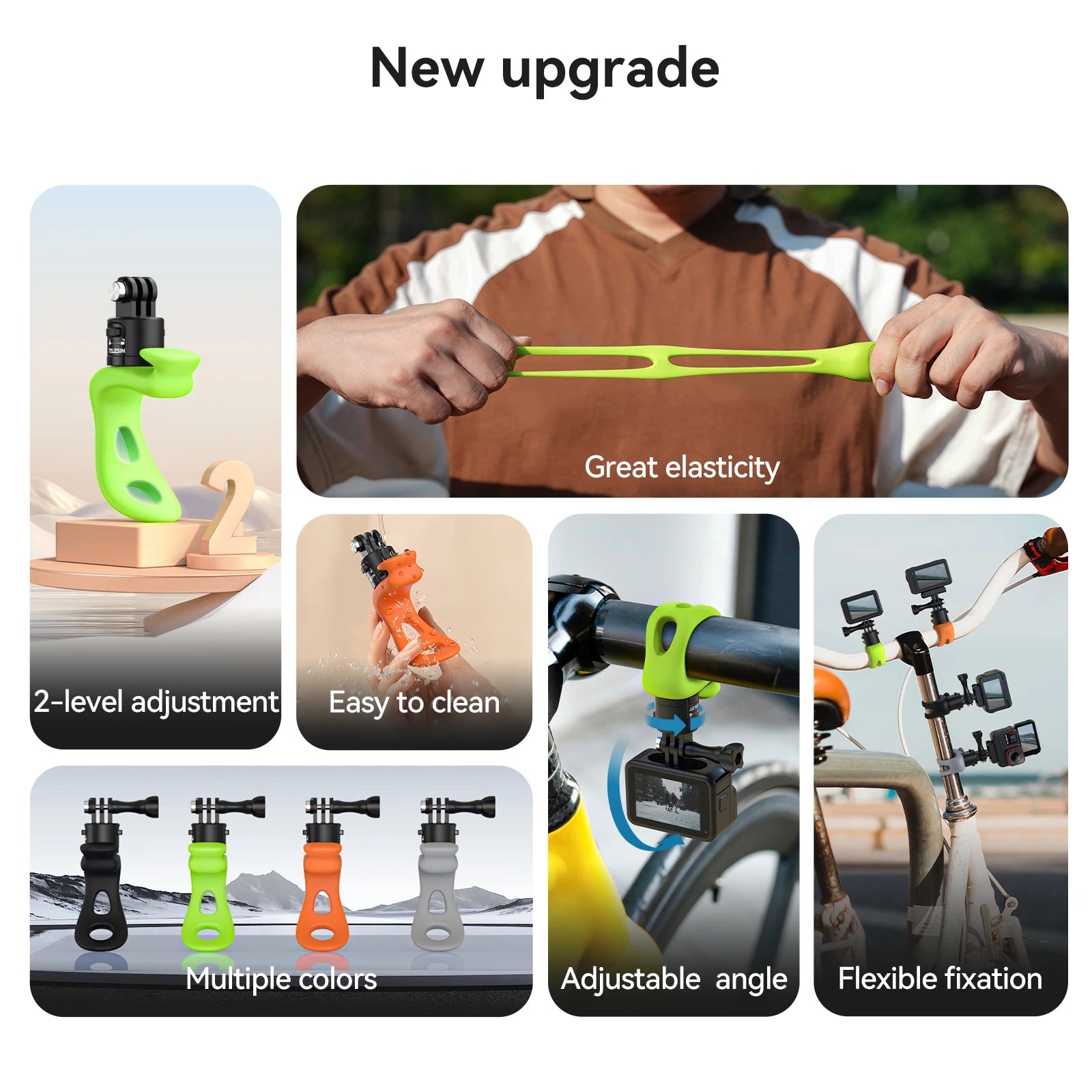 TELESIN Quick Release Silicone Adjustable Mini Bracket for Action Cameras