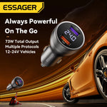 Essager 73W USB-C PD3.0 Car Charger with Digital Display