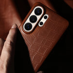 Genuine Leather Magnetic Case with Ring for Samsung Galaxy S23 Series