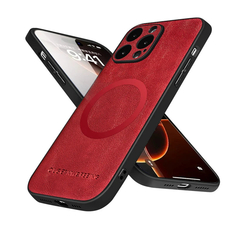 Luxury Leather MagSafe Case for iPhone 16 Series