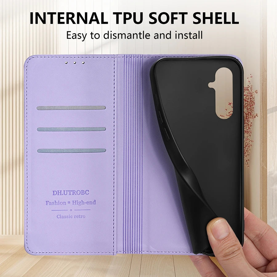 Skin-Friendly Leather Flip Case with Card Slot for Samsung Galaxy S26 Series