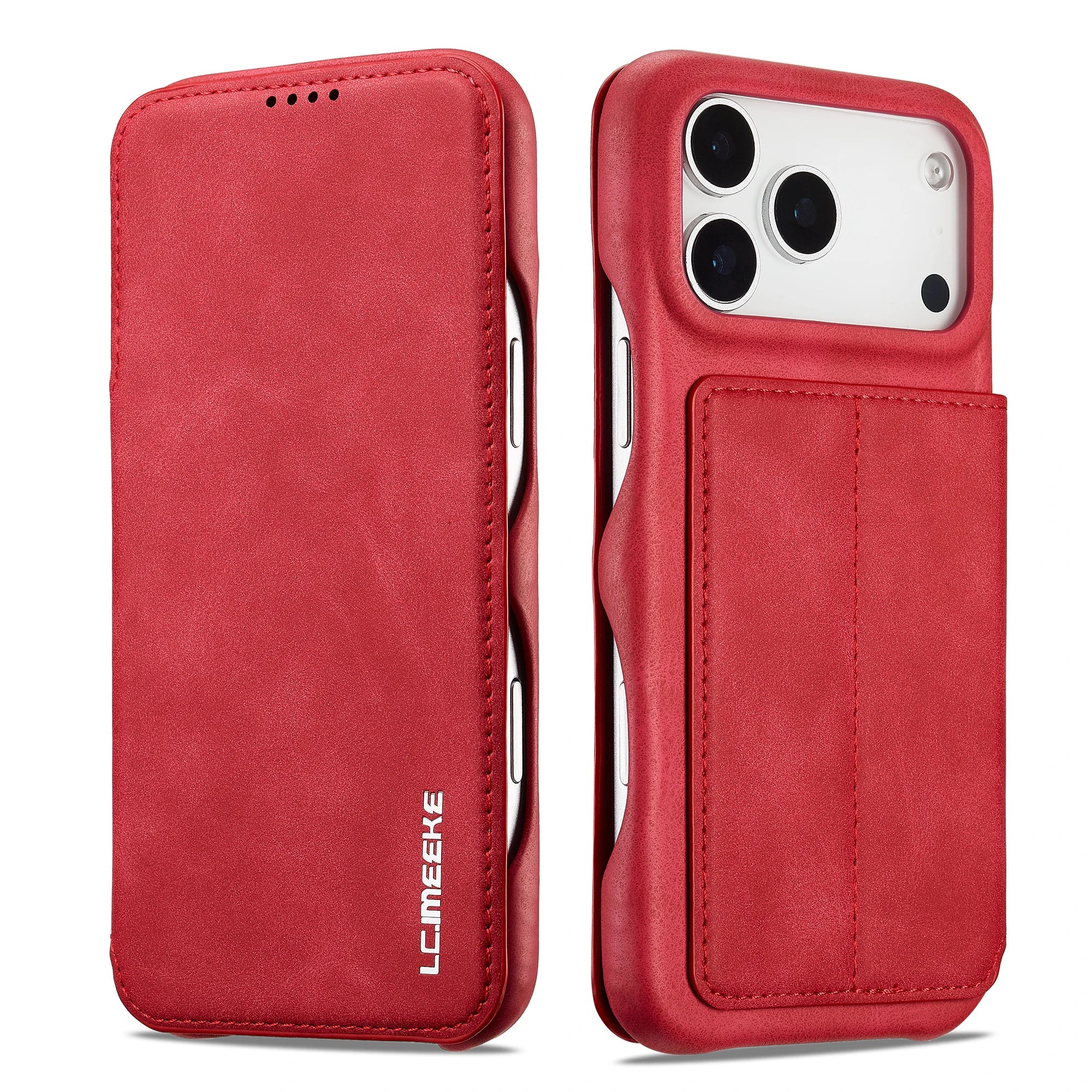 Suede Leather Flip Folio Case with Screen Protection for iPhone 18 Series