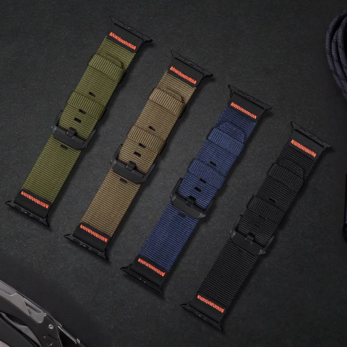 Rugged Woven Nylon Band with Pin Buckle for Apple Watch