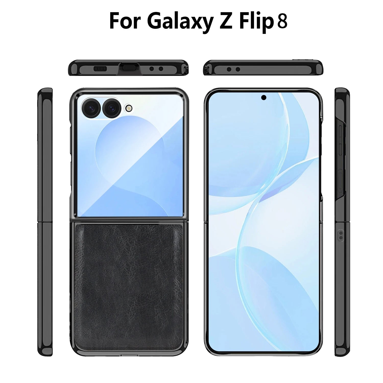 Luxury Leather Case with Tempered Glass Screen Protector for Samsung Galaxy Z Flip 8