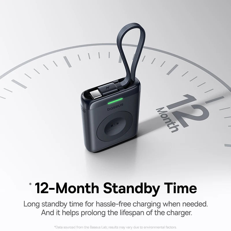 Baseus Compact 5W Apple Watch Magnetic Charger with USB-C Built-in Cable