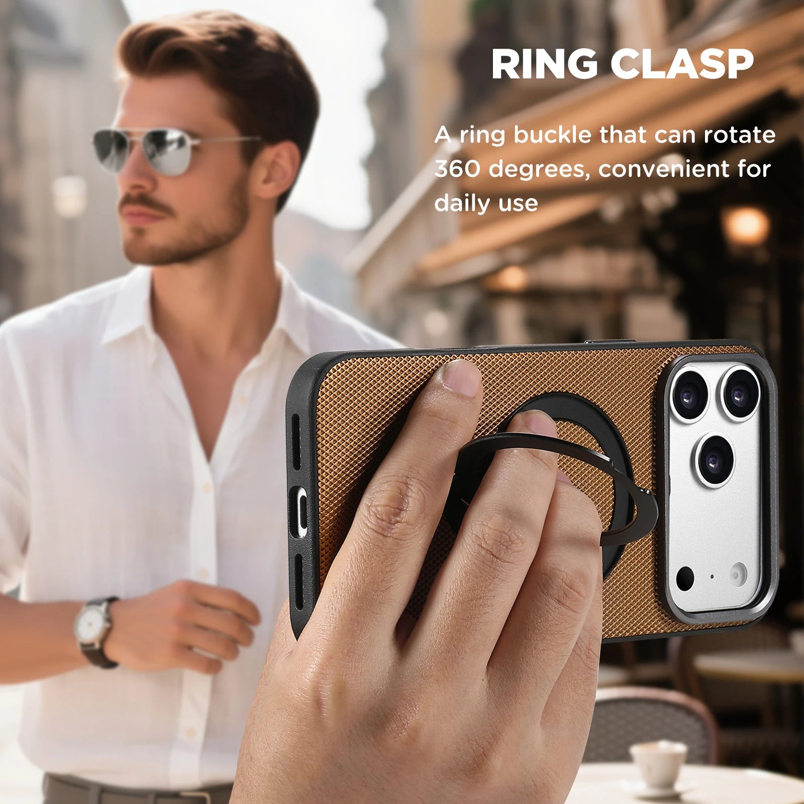 Premium Cooling MagSafe Case with 360° Rotating Metal Ring Holder for iPhone 17 Series