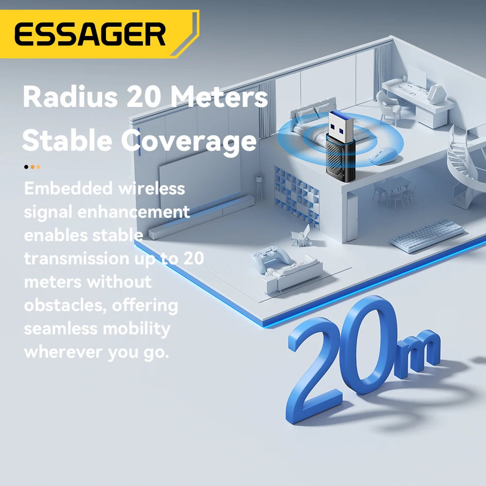 Essager USB Bluetooth 5.3 Dongle Adapter