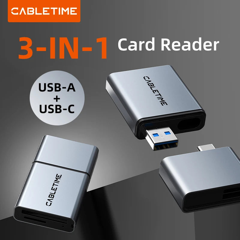 CABLETIME USB 3.0 3-in-1 Card Reader