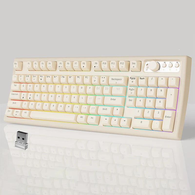 EWEADN V97 Cute Creamy Wireless Gaming Keyboard with RGB Backlight