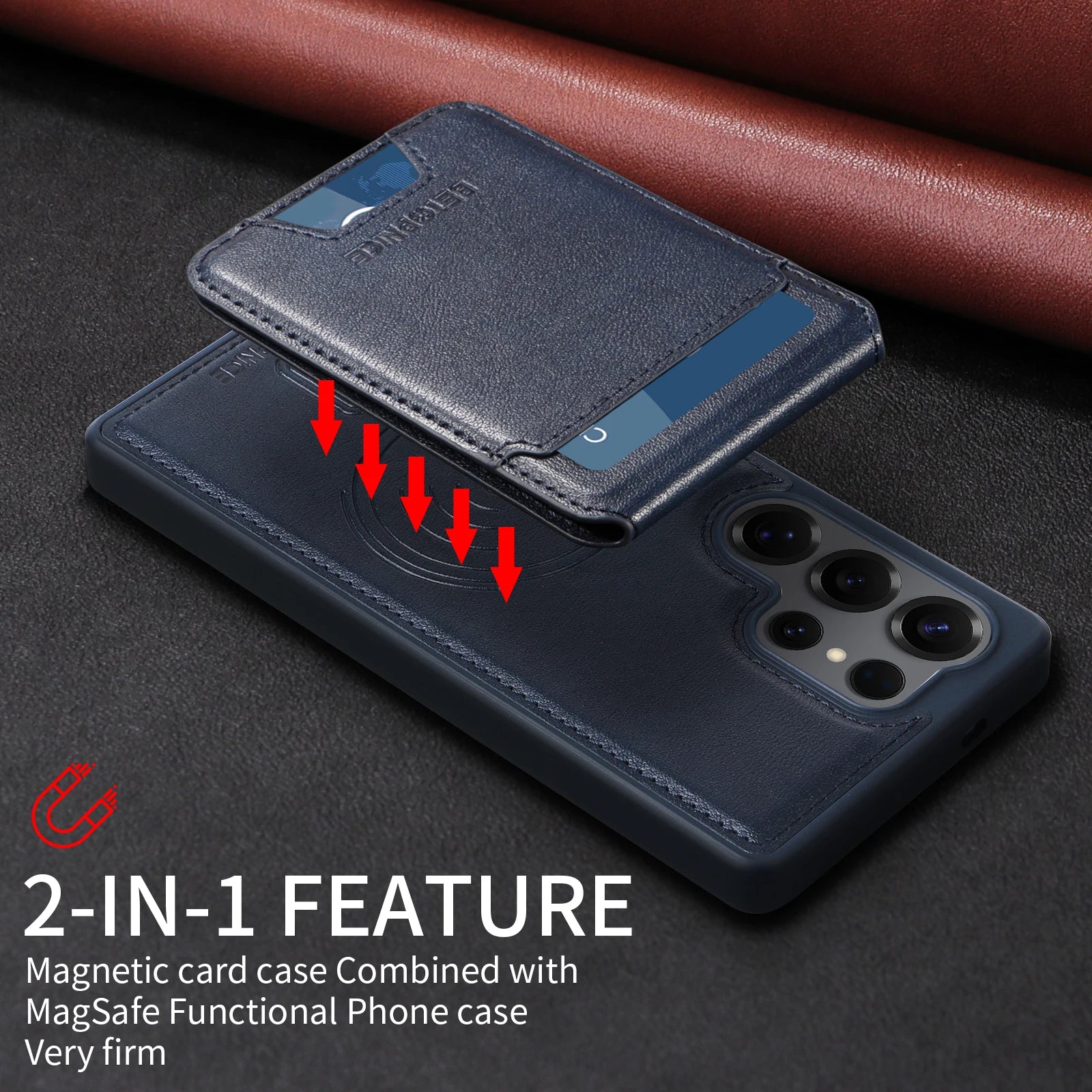 Samsung Galaxy S24 Series Magnetic Leather Case with Detachable Wallet & Card Holder