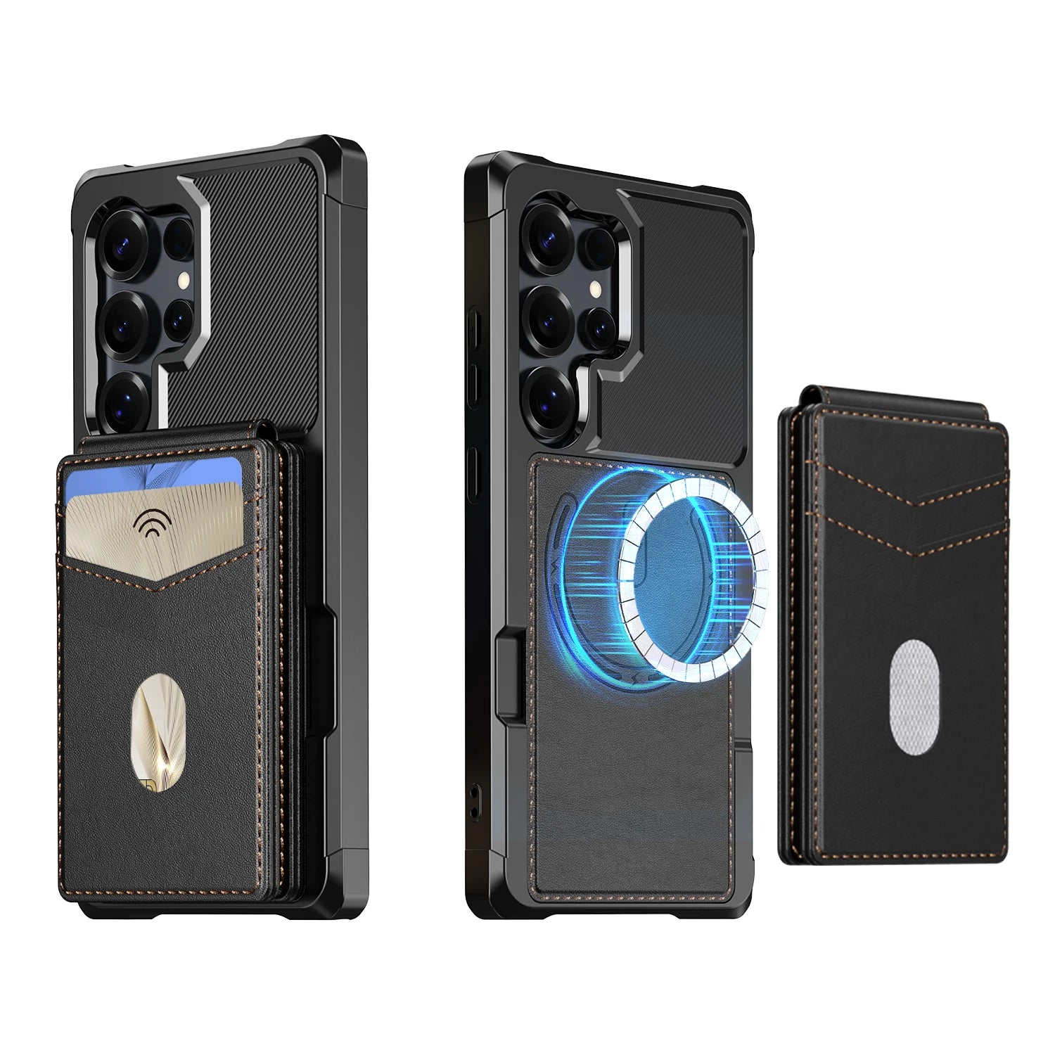 Luxury Leather Magnetic Case with Detachable Card Holder for Samsung Galaxy S25 Series