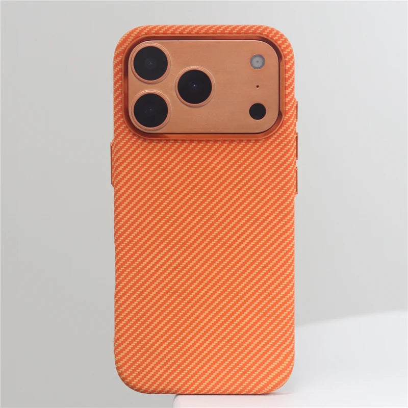 Carbon Fiber Texture MagSafe Case with Metal Camera Frame for iPhone 17 Pro & Pro Max
