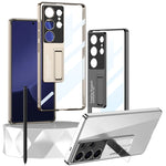 Hard PC Transparent Case with Camera Protection and Kickstand for Samsung Galaxy S25 Ultra