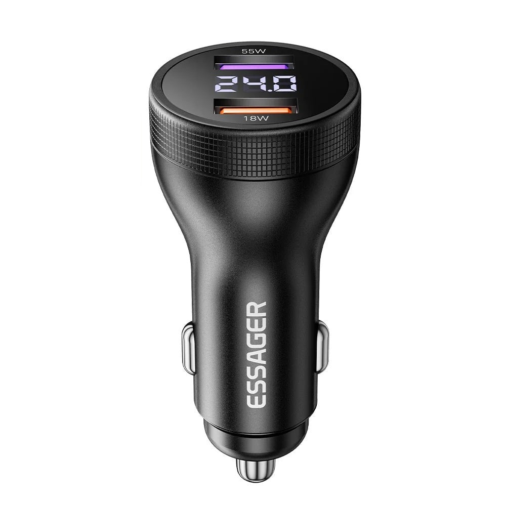 Essager 73W USB-C PD3.0 Car Charger with Digital Display
