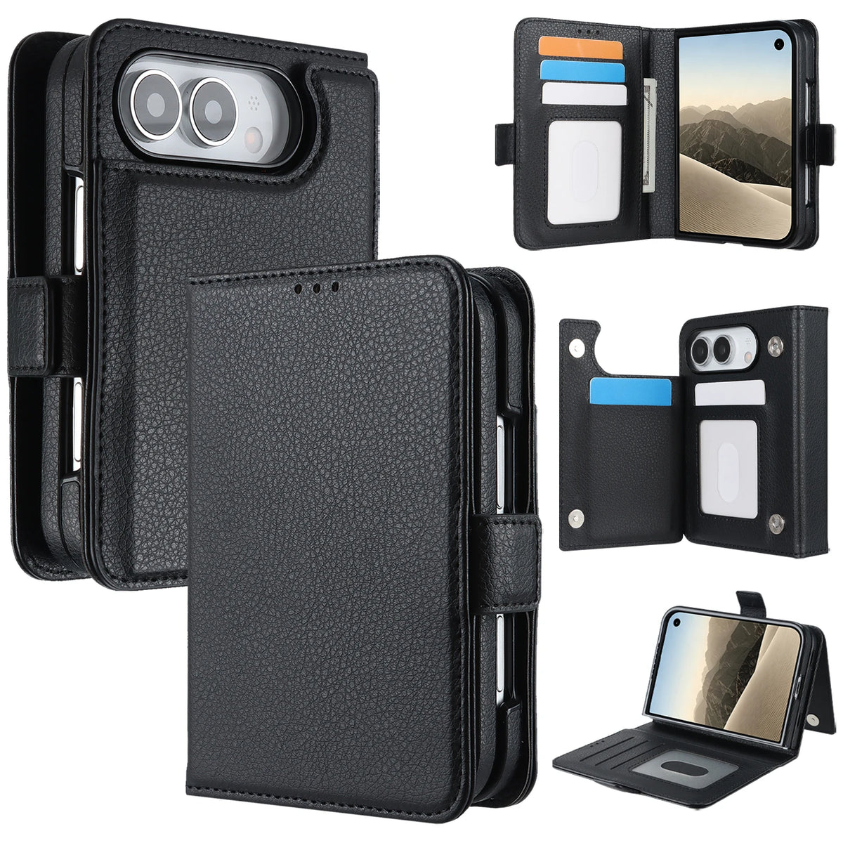 5-Card Flip Wallet Case with Kickstand for iPhone Duo
