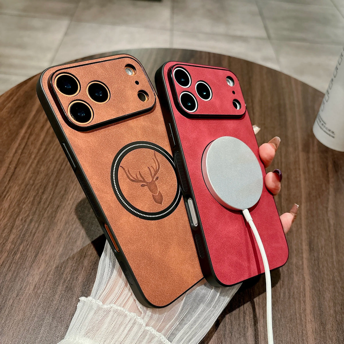 PU Leather MagSafe Case with Raised Camera Ring for iPhone 18 Series