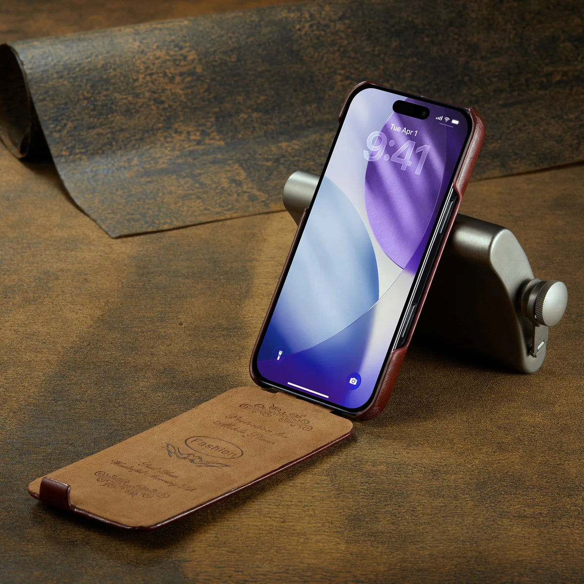 Textured Leather Flip Case with Raised Camera Ring for iPhone 18 Series