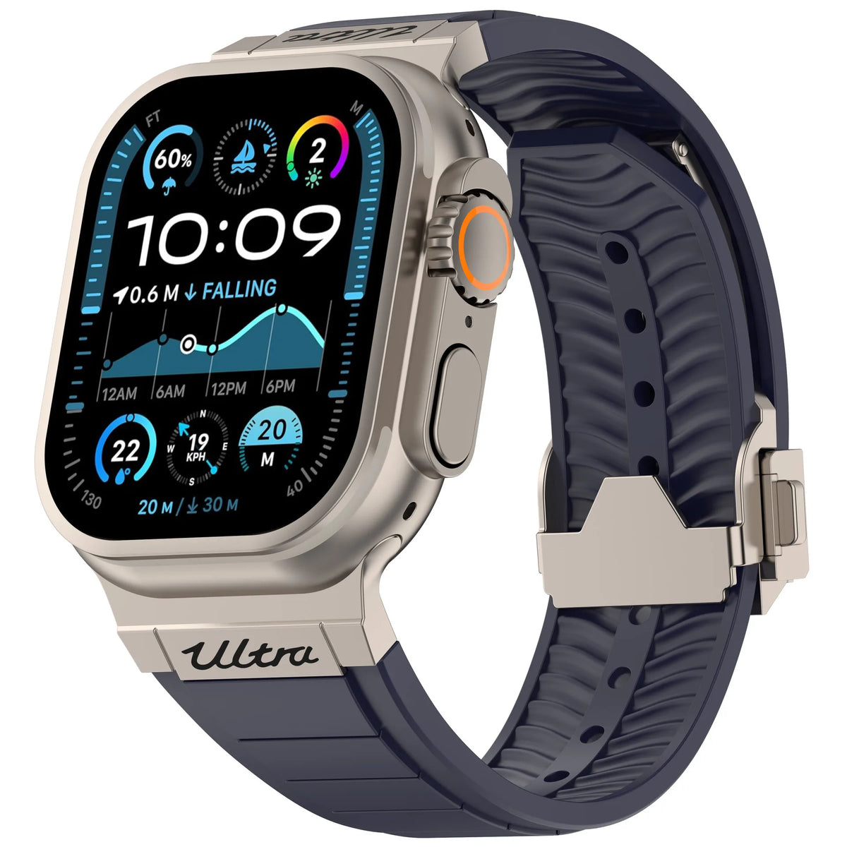 Fluororubber Sport Strap with Double-Press Clasp for Apple Watch