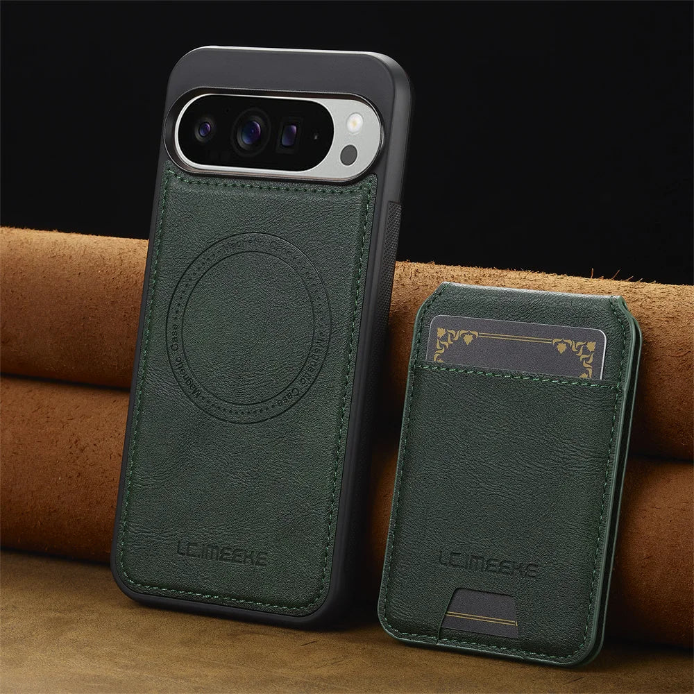 Leather Magnetic Wallet Case with Detachable Card Holder for Google Pixel 10 Series