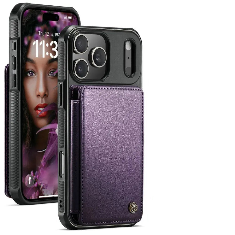 Protective Leather Back Wallet Case with RFID Shield for iPhone 17 Series