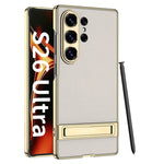 Luxury Matte Leather Case with Hidden Kickstand for Samsung Galaxy S26 Ultra