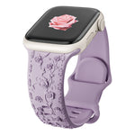 Rose Floral Engraved Strap Replacement Band for Apple Watch