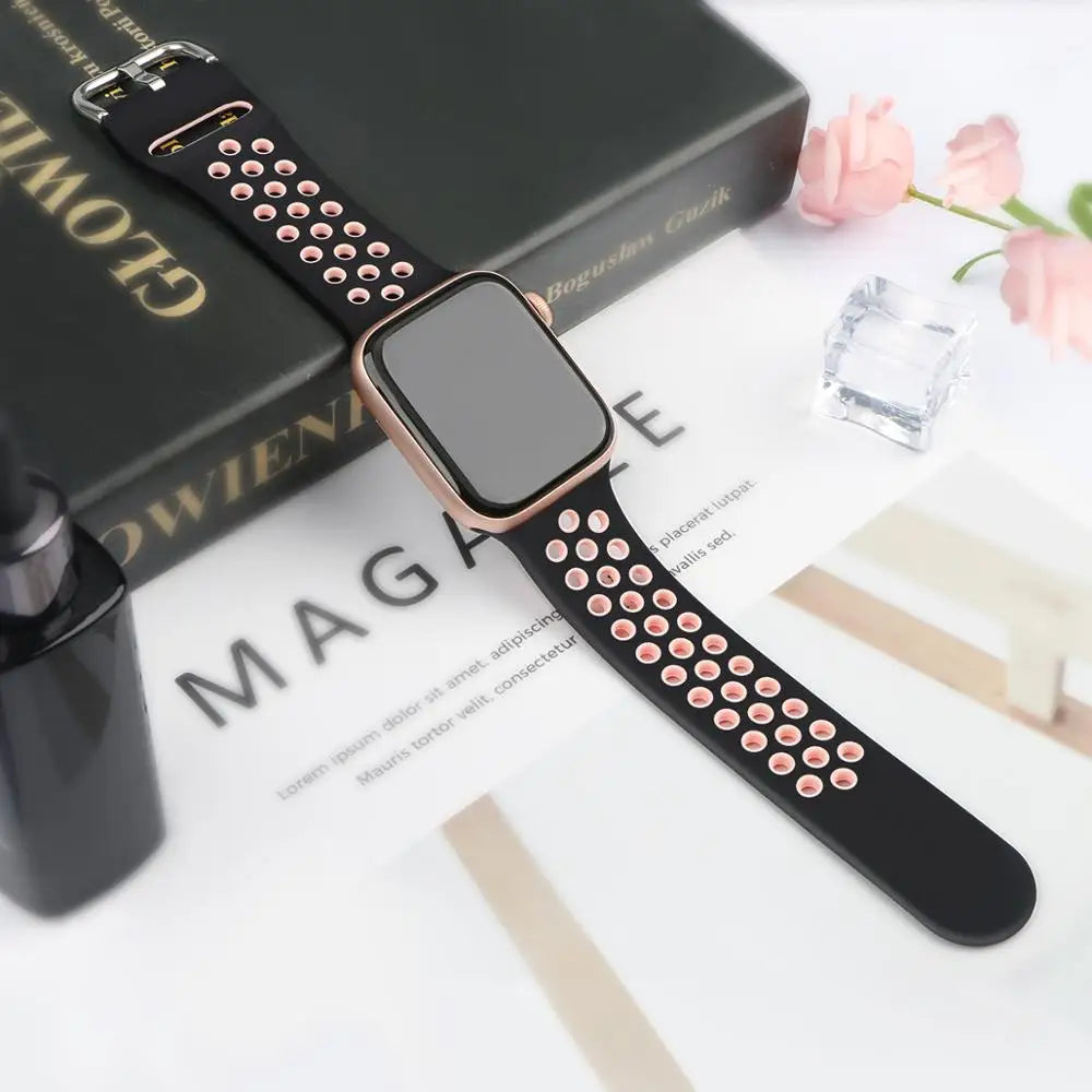 Breathable Silicone Sport Wrist Strap for Apple Watch