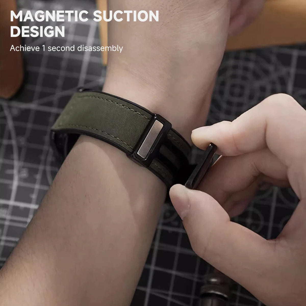 Hybrid Leather Silicone Bracelet for Samsung Galaxy Watch 8 / Galaxy Watch 8 Classic