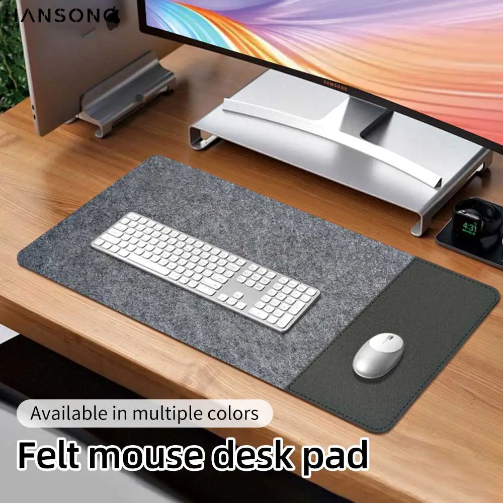 Modern Felt & Leather Mouse Pad