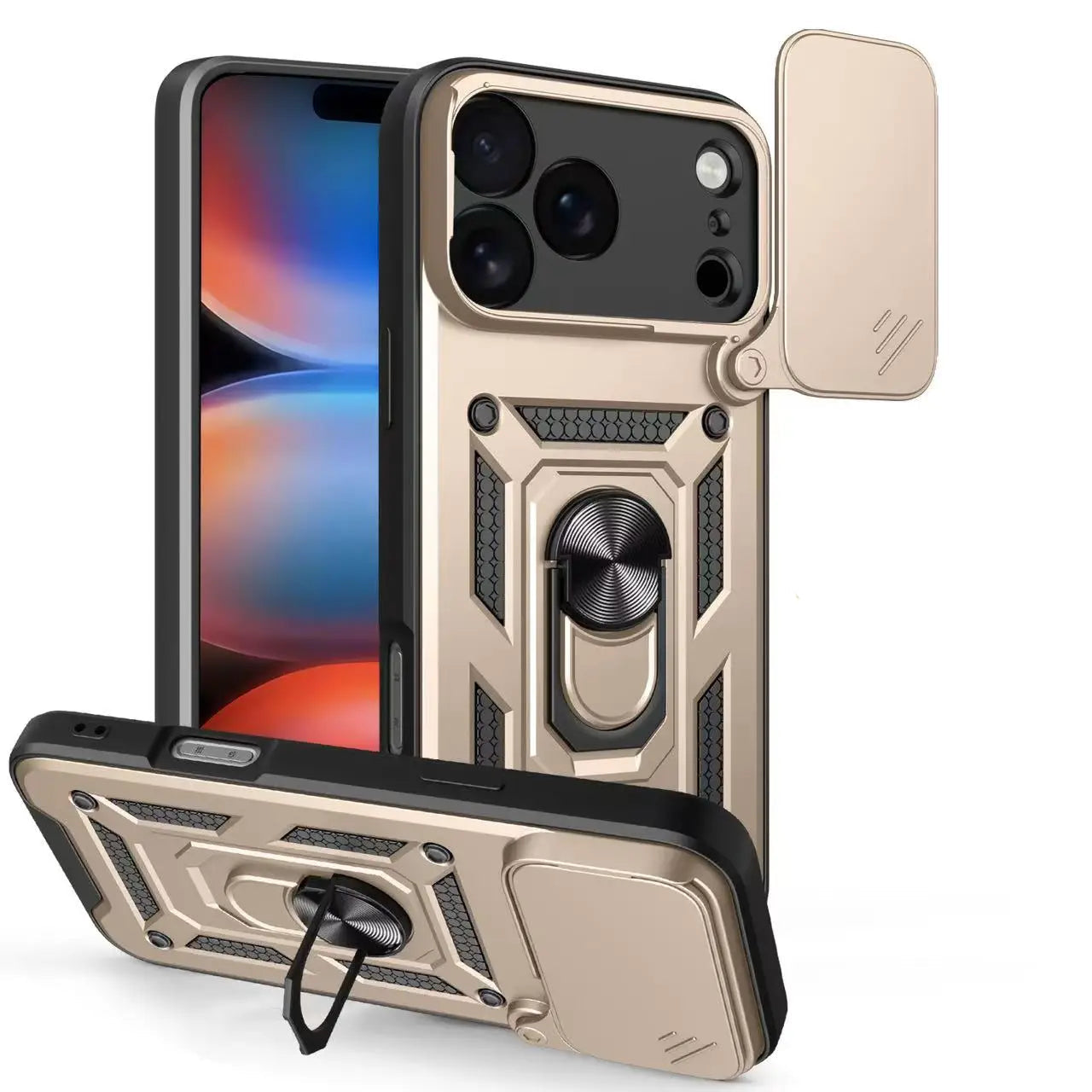 Shockproof Armor Case with Sliding Lens Cover for iPhone 17 Series