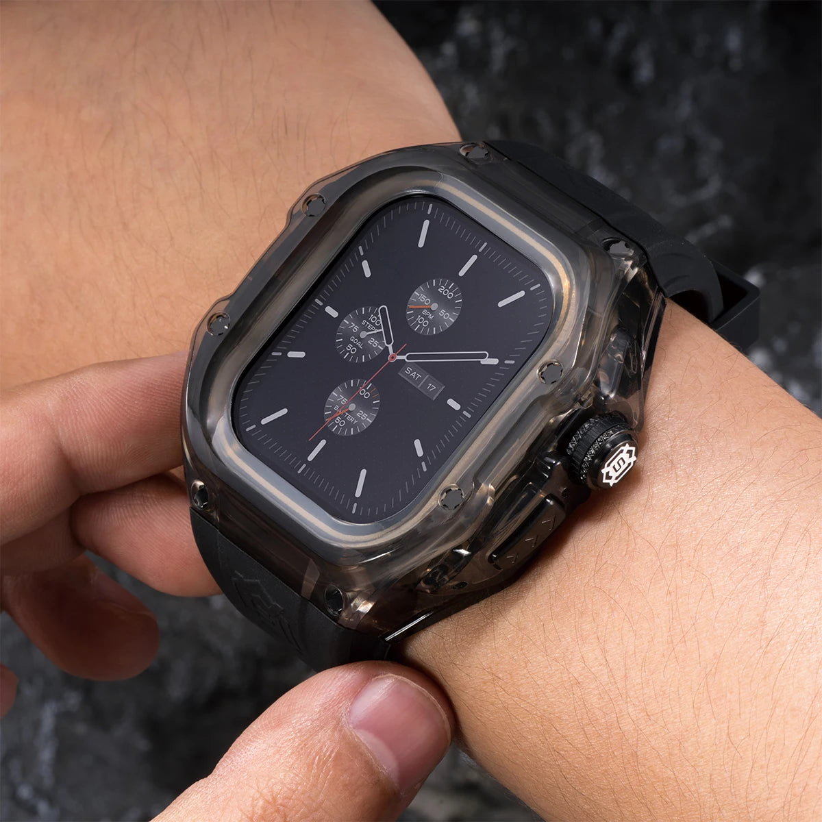 Luxury Transparent Protective Case with Silicone Strap for Apple Watch Ultra