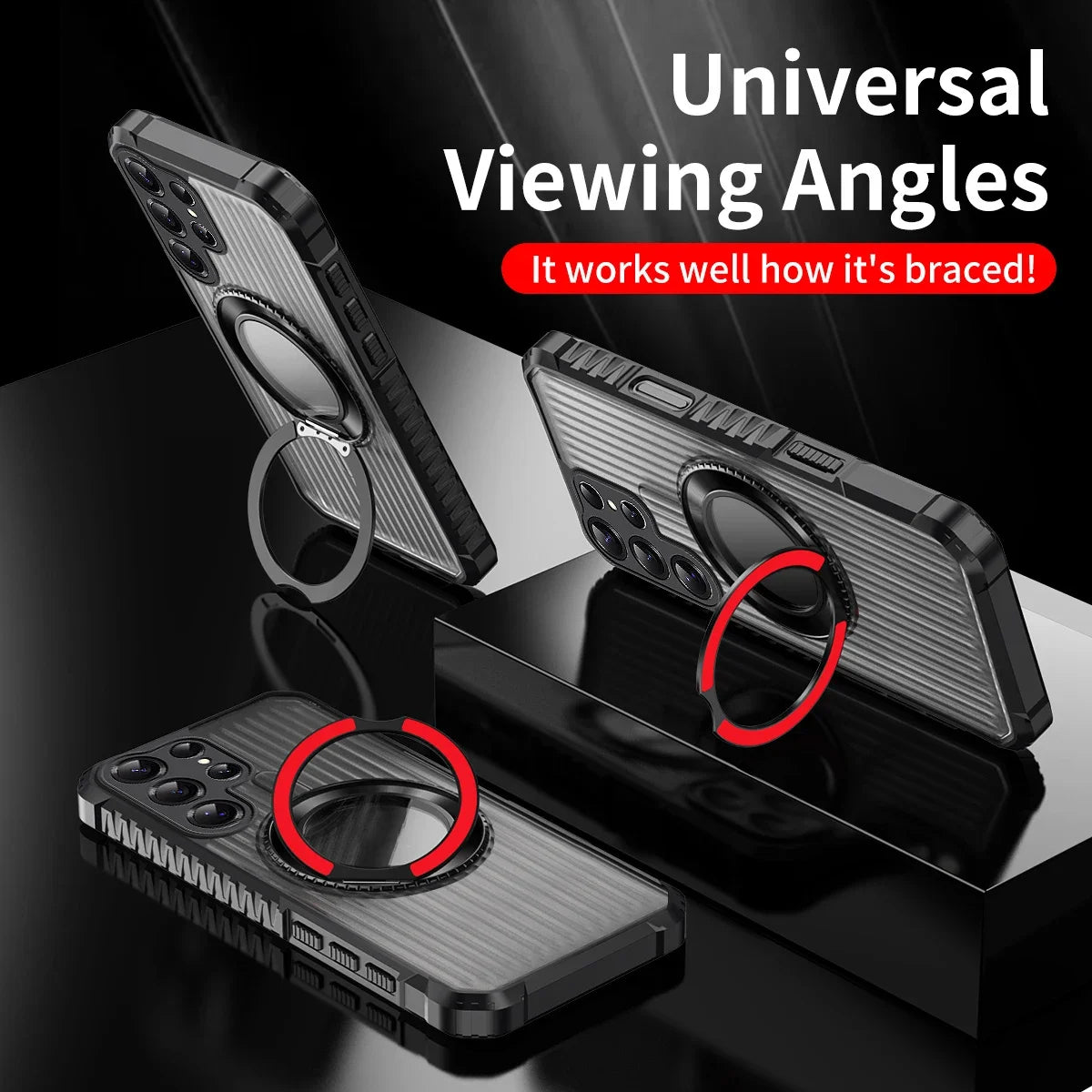 Military Grade Shockproof Armor Magnetic Case with 360° Ring Stand for Samsung Galaxy S25 Series