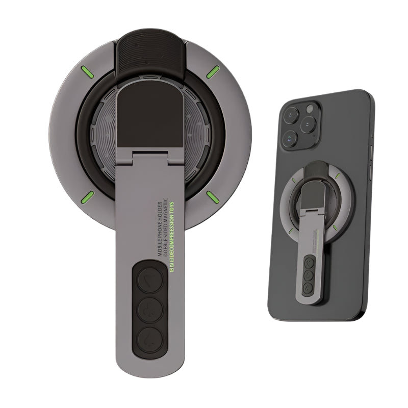 Phone holder with magnetic attachment on a white background