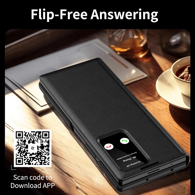 Samsung Galaxy Z Fold 5 Flip Leather Case with Window Card Holder