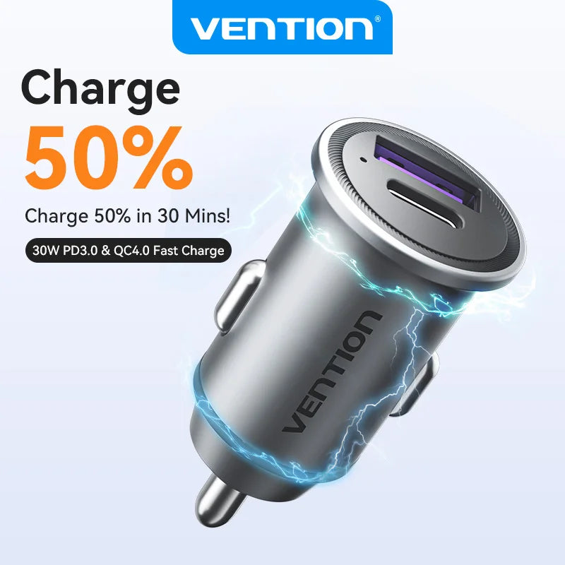 Vention 30W Fast Charging USB-C Car Charger