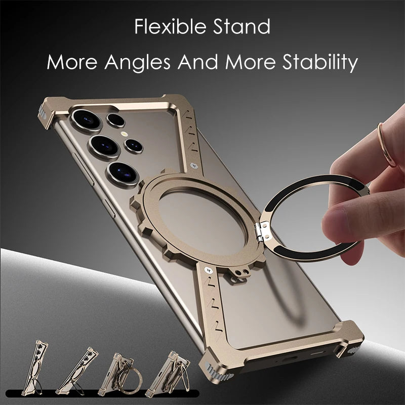 Z-Shaped Gear Design Frameless Aluminum Alloy Magnetic Case for Samsung Galaxy S24 Ultra