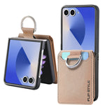 Protective Leather Wallet Case with Ring and Card Holder for Samsung Galaxy Z Flip 7