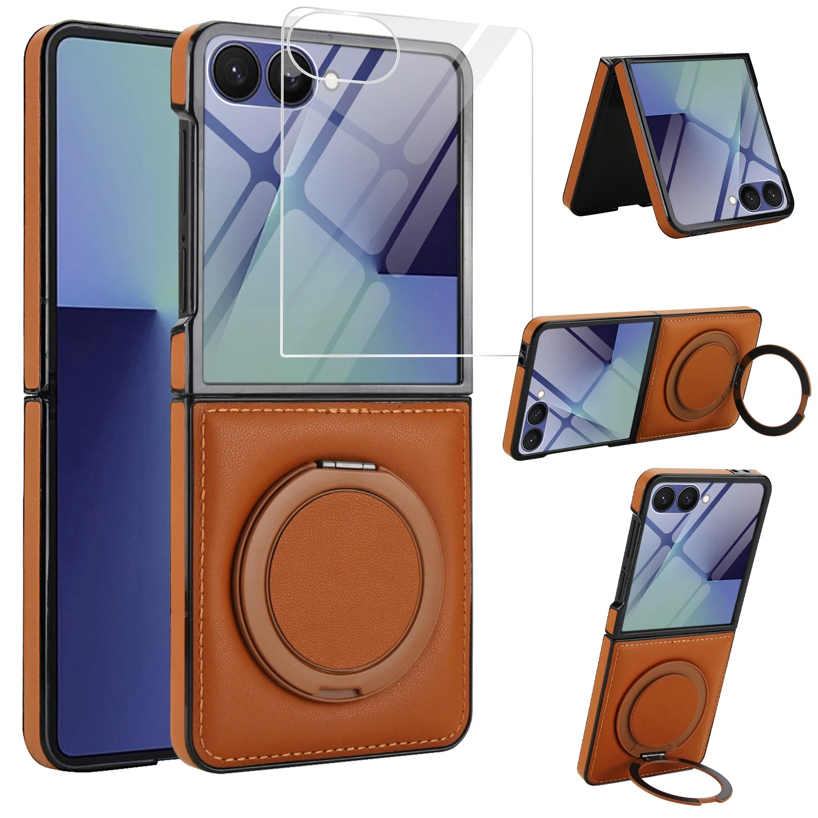 Business Leather Case with 360 Rotating Stand for Samsung Galaxy Z Flip 7