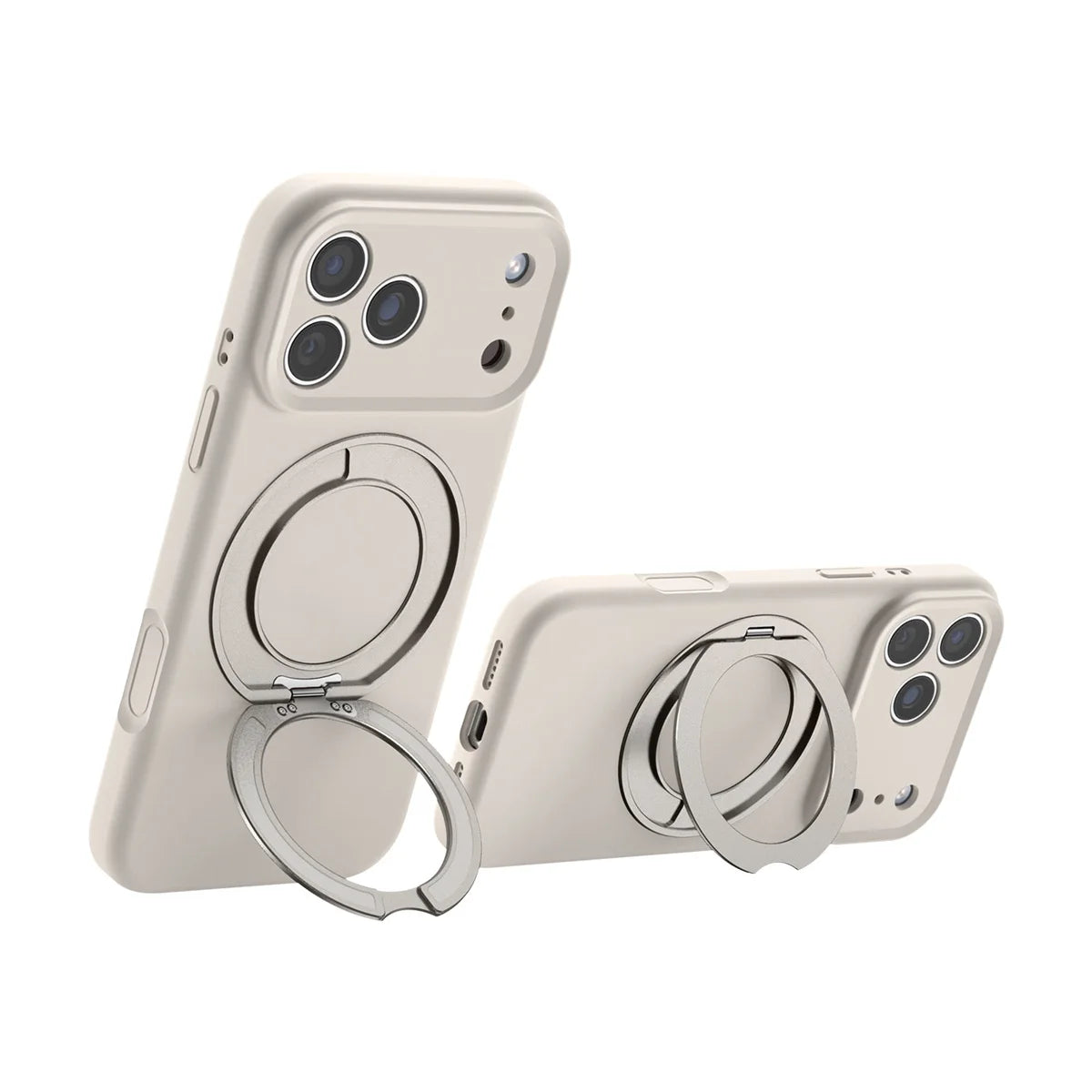 Liquid Silicone MagSafe Case with Rotating Ring Holder for iPhone 17 Series