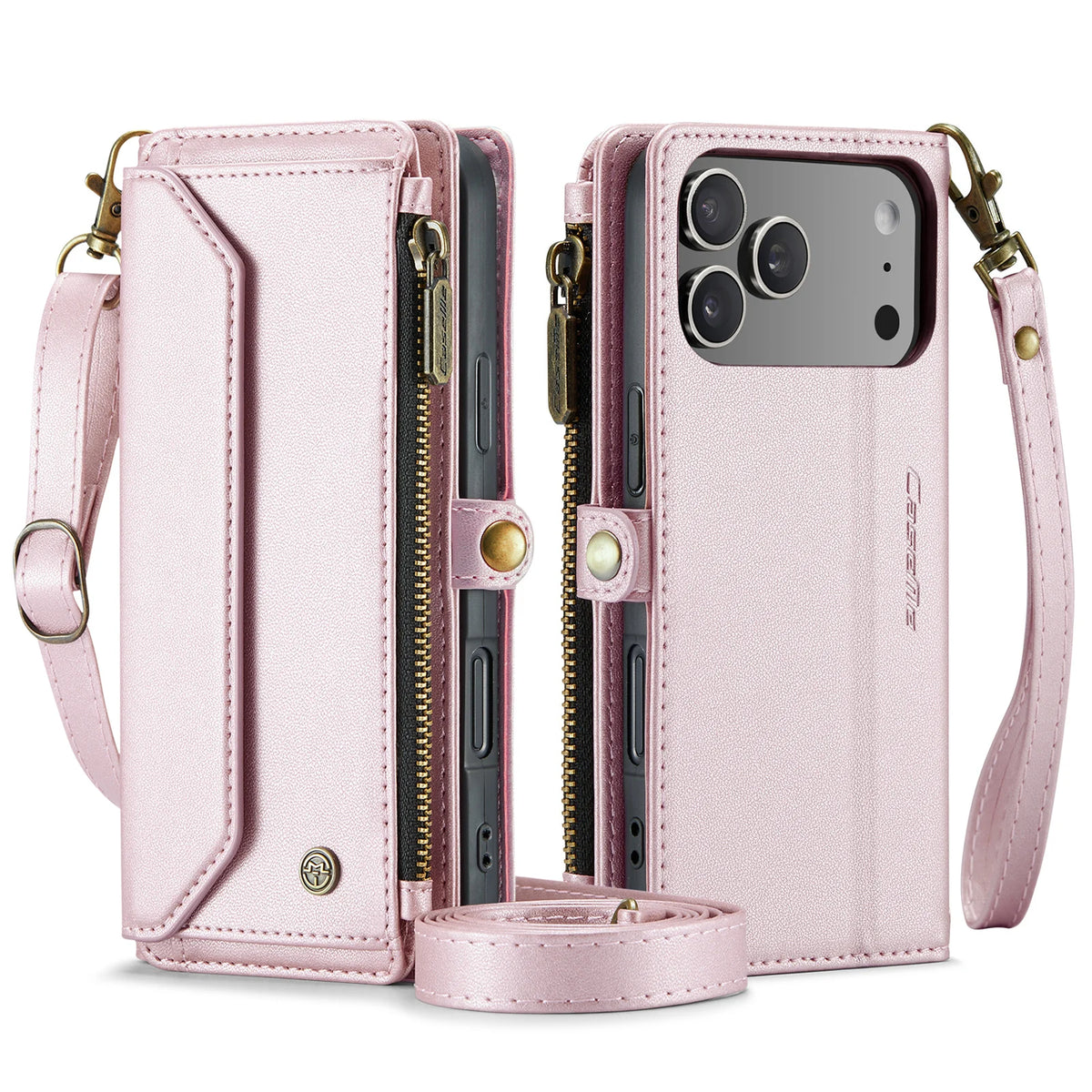 Leather Crossbody Wallet Case with Removable Shoulder Strap for iPhone 18 Series