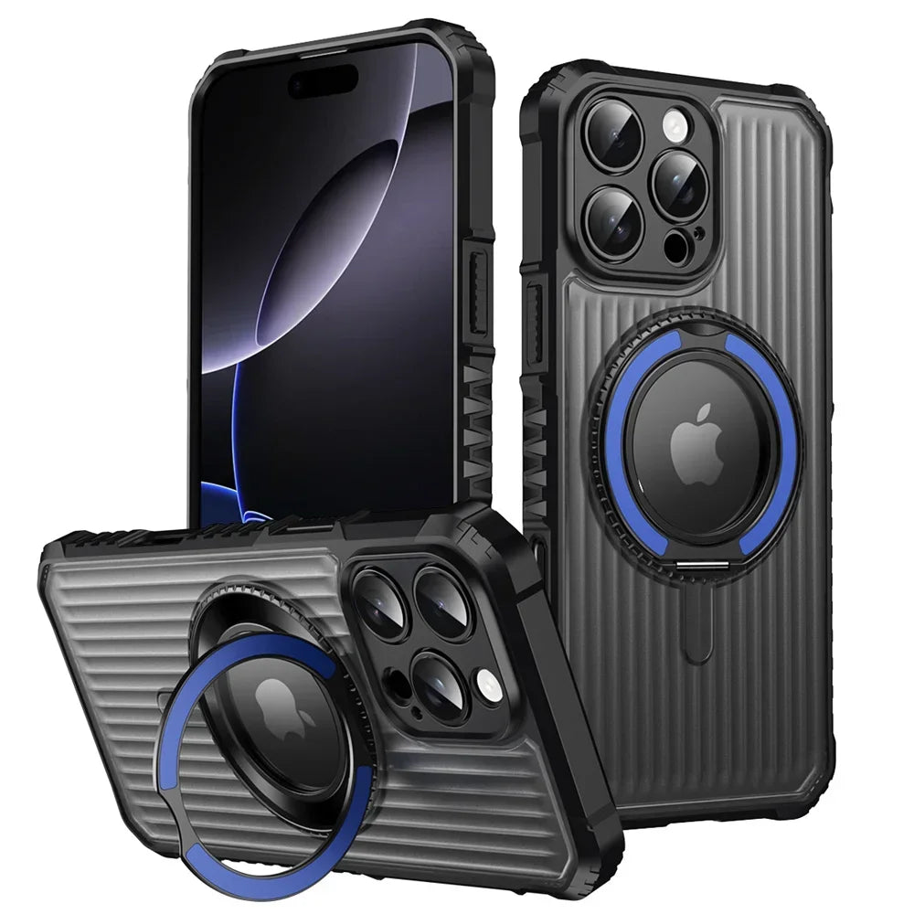 Military Grade Shockproof Armor MagSafe Case with 360° Ring Stand for iPhone 16 Series
