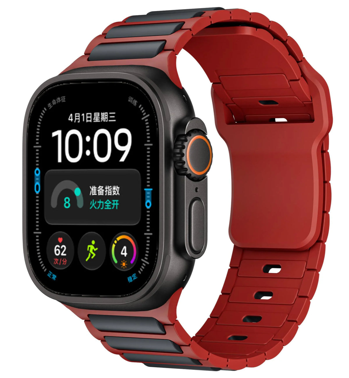 Silicone Quick-Release Band with Segmented Link Design for Apple Watch