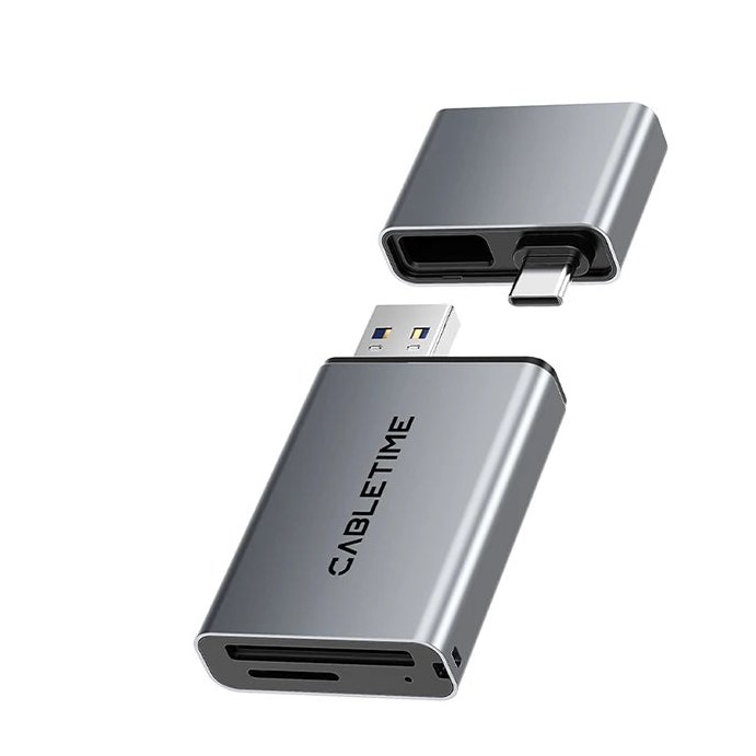 CABLETIME 3-in-1 SD Card Reader USB-A & USB-C Adapter