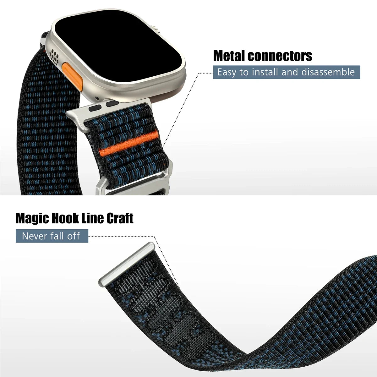 Nylon Trail Loop Strap with Metal Quick-Release Connectors for Apple Watch