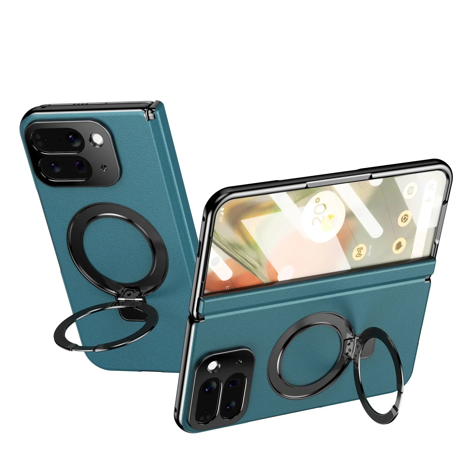 Google Pixel 10 Pro Fold Leather Magnetic Case with Ring Stand