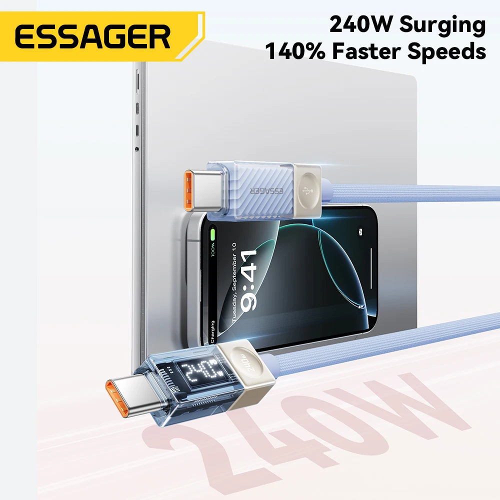 Essager 240W USB-C PD 3.1 Fast Charging Cable with LED Display