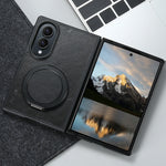 Textured Leather Case with 360° Rotating Ring Stand for Samsung Galaxy Z Fold 8